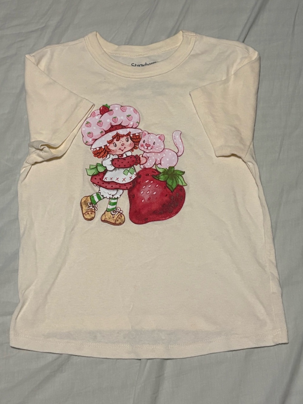 Cream Strawberry Print Tee - Classic Graphic Top